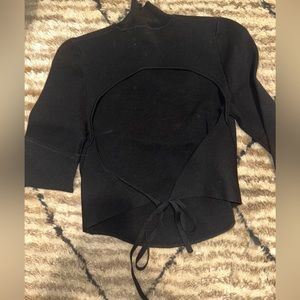 Zara open back mock neck top